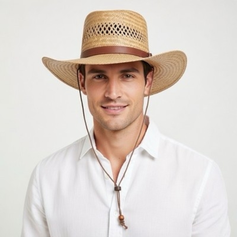 Dorfman Pacific Men's Tan Sun hat Rush Gambler Straw Hat Natural Size Small VG - Picture 3 of 9